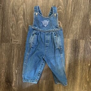 Vintage babygirl 12 month Guess Blue Denim Overalls with Gold Stitching